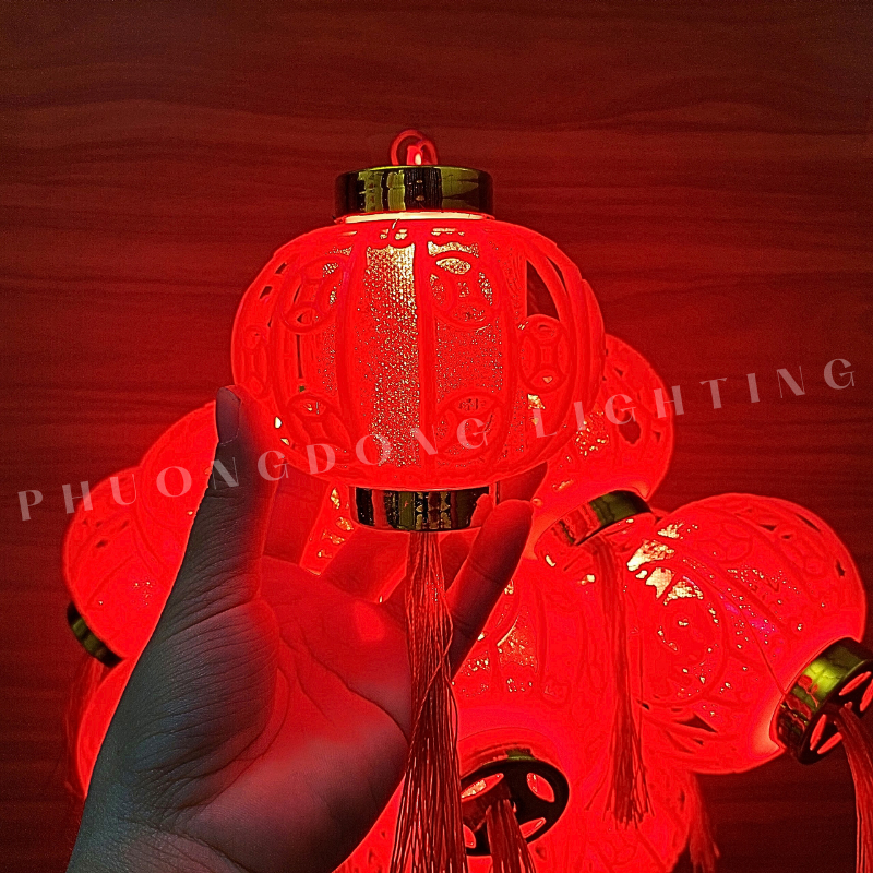 Mẫu mới 2026 Dây đèn led Lồng đèn Tròn Dạ quang 5m - 10 bóng Kích thước bóng to Hoa văn đẹp mắt