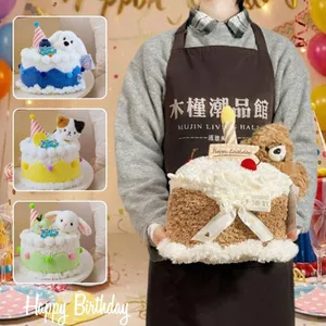 Gấu Bông Bánh Sinh Nhật Đính Con Vật Đáng Yêu Quà Tặng Sinh Nhật/Decor Cho Bé Bạn Gái.Trai