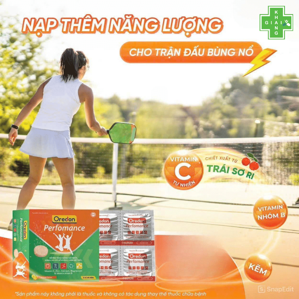 Viên sủi C giúp tăng đề kháng, giảm mệt mỏi, tỉnh táo tức thì Oredon Perfomance (Hộp 20 viên)