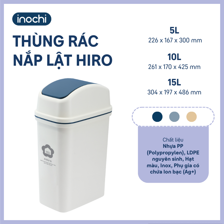 Thùng rác nắp lật 5L, 10L, 15L INOCHI cao cấp siêu bền đẹp | Shopee ...