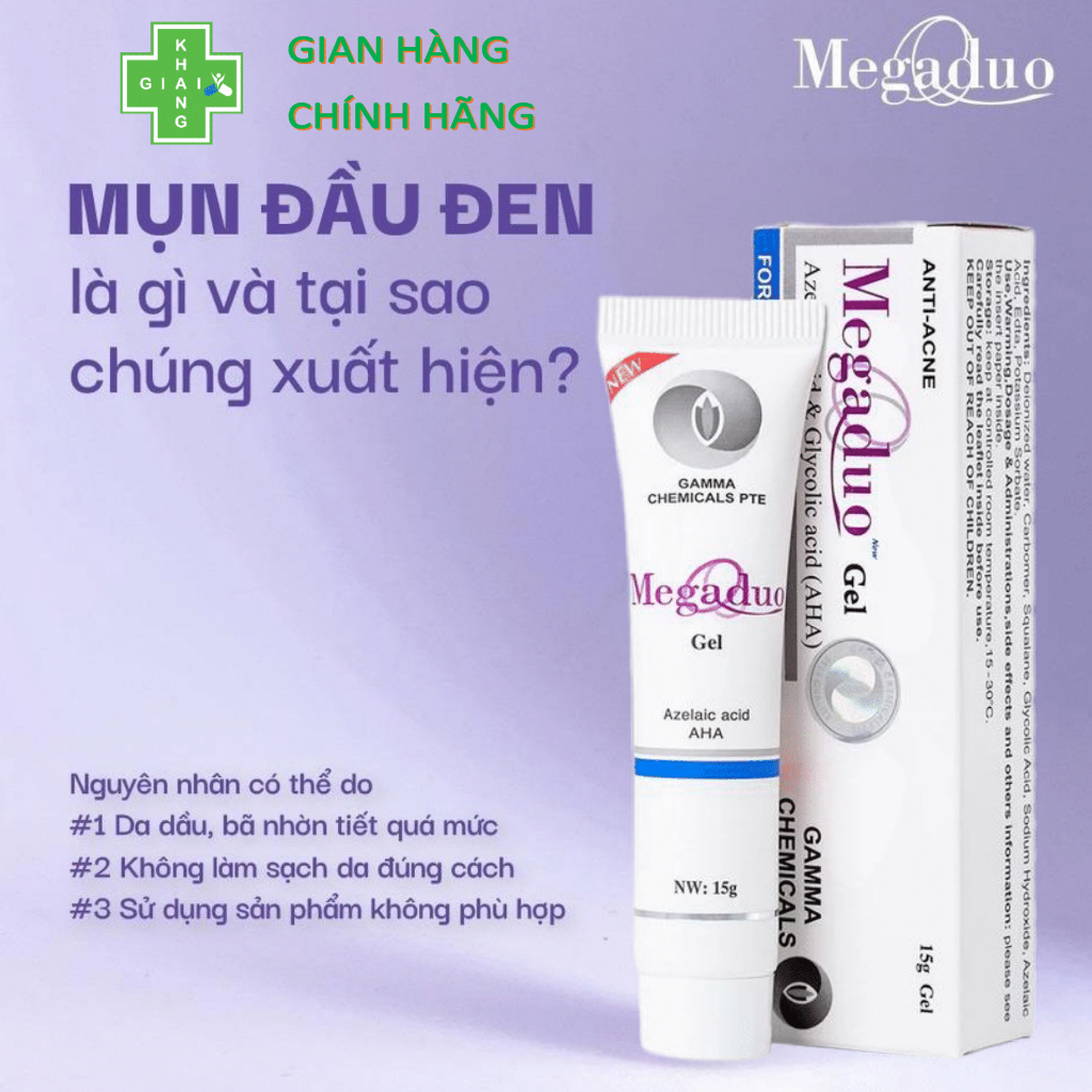 Gel bôi hỗ trợ giảm mụn trứng cá, cải thiện mụn sưng viêm, giảm thâm và dưỡng da Megaduo (Chai 15g)