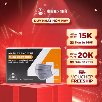 Khẩu trang Bông Bạch Tuyết than hoạt tính (50 cái/hộp) - Calla Bông Bạch Tuyết
