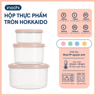 Bộ 3 hộp thực phẩm tròn Inochi - Hokkaido Bộ 500/1000/2000ml và Bộ 750/1500/2500ml (Nhiều màu)
