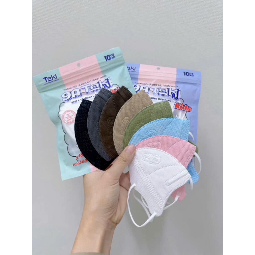 Thùng 100c Khẩu Trang 9A Taki Cho Bé - Size từ 1-12 Tuổi ,4 lớp chống nắng, chống tia UV, che phủ toàn mặt cho bé