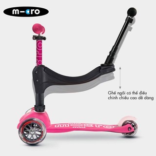 [Thuỵ Sĩ[ Xe scooter Micro Mini 3in1 Plus - Thiết kế 3 trong 1 - Đa tính năng - Bảo hành 2 năm