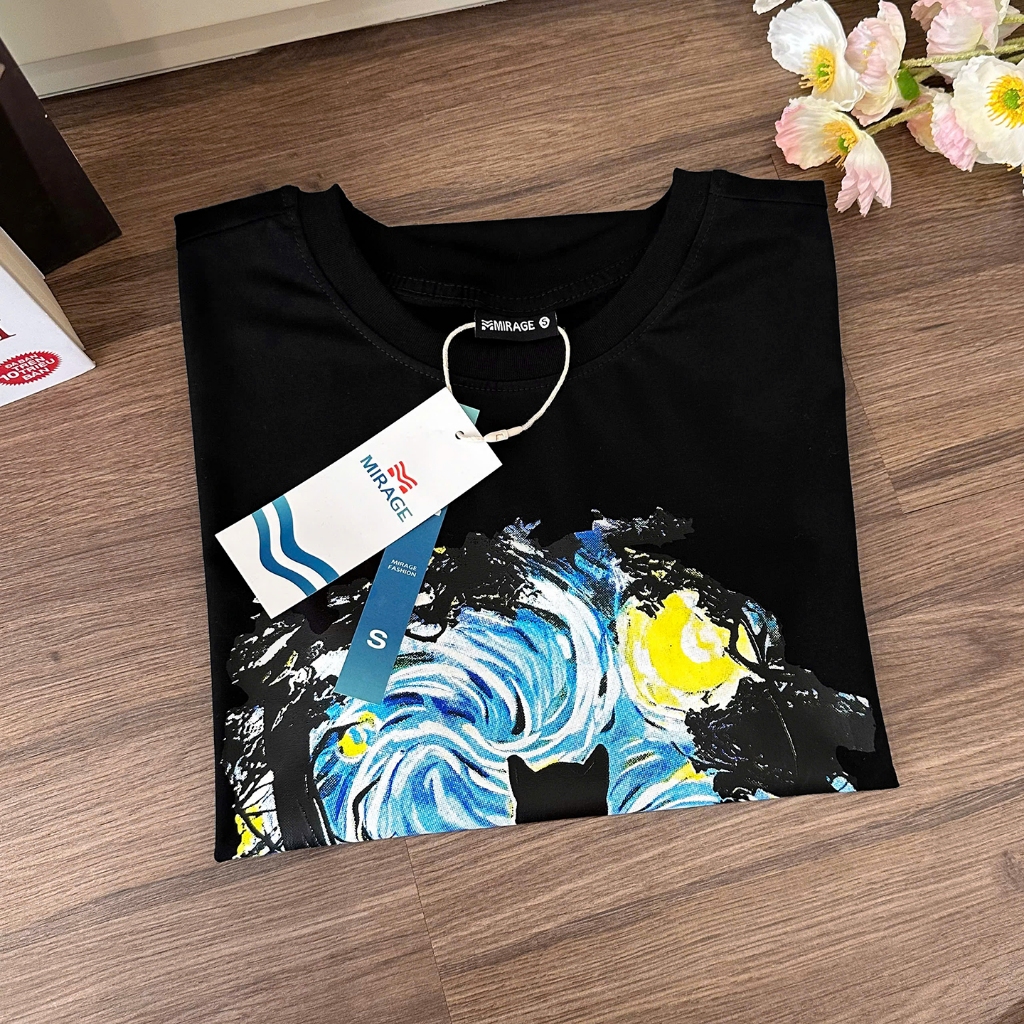 Áo Thun Mirage Bức Tranh Mèo Local Brand Chất 100% Cotton Mềm Mịn Thoáng Mát.
