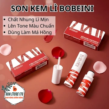 Son Bùn Lì Mịn Bobeini Đa Năng Cho Môi Và Má, Son Môi Chất Kem Mềm Mịn Giữ Màu Lâu Không Lem Trôi