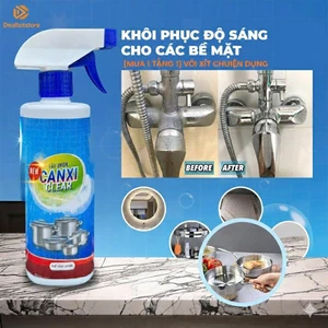 Nước Tẩy Cặn Canxi CLEAN - Sạch Bóng Vòi Sen, Vách Kính Chỉ Sau 3 Phút (An Toàn, Không Ăn Mòn Inox).
