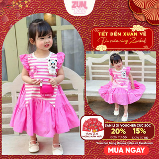 Váy Thun Cotton Bé Gái Baby Three Gấu Panda S5046 – Đầm Bé Gái Dễ Thương