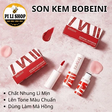 Son Kem Lì Bobeini Dạng Bùn Trang Điểm Môi Và Má, Son Bùn Lì Mịn Nhẹ Bám Màu Tốt Không Bết Dính