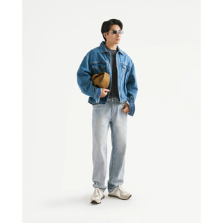 Áo khoác denim nam / Áo khoác jean nhãn vải chính. Form Loose - ROUTINE 10F25DJA007