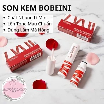 Son Môi Bobeini Chất Bùn Mềm Mượt Đánh Môi Và Má, Son Kem Lì Lên Màu Tự Nhiên Giữ Màu Bền Lâu Trôi