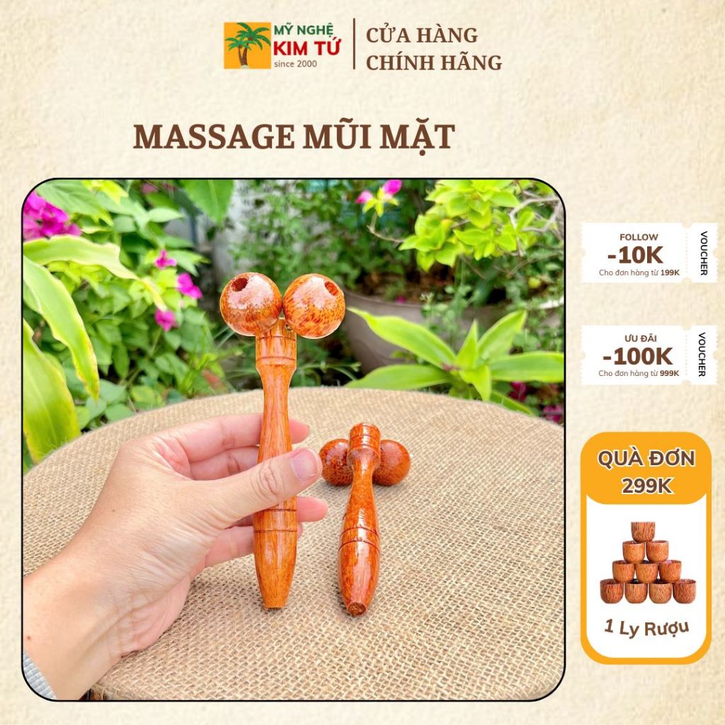 Cây Lăn Massage Gỗ Dừa Mặt Mũi Hít Loại Nhỏ Tiện Lợi, Nhỏ Gọn, Dễ Dùng, Đa Năng, Giảm Nhức Mỏi, Thư Giãn Cơ Thể - KIM TỨ