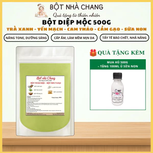 Bột Diệp Mộc: trà xanh, yến mạch, cam thảo, cám gạo, sữa non + Tặng 10g niacinamide - BỘT Ủ TRẮNG DA HANDMADE