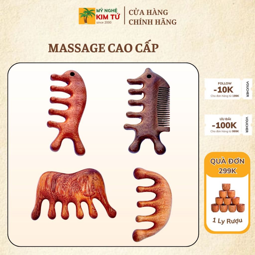 [ HÀNG LOẠI 1 ] Lược Gỗ Hồi Thơm Massage Thư Giãn Da Đầu, Massage Mắt, Thư Giãn Tại Nhà, Đa Năng - KIM TỨ