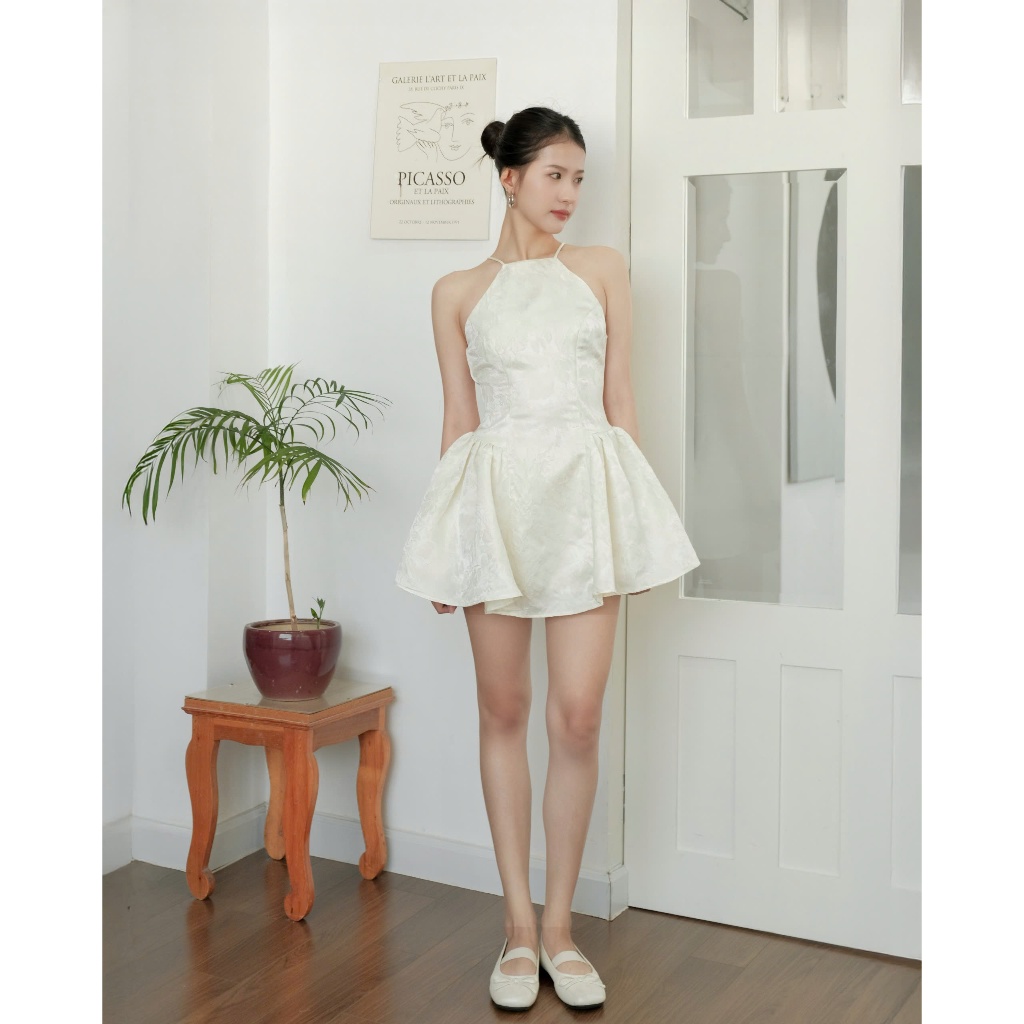 Đầm Nữ NOLIU Cổ Yếm Mini Form Xòe Công Chúa SECODEE