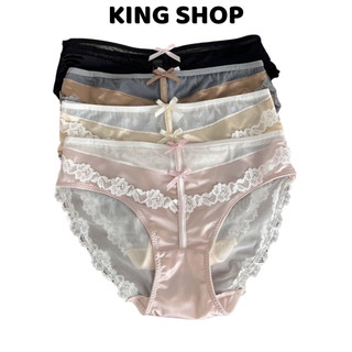 Quần Lót Nữ Lụa Phối Lưới Ren Đính Nơ Xinh, Quần Chip Thoáng Xuyên Thấu Quyến Rũ King Shop L-8127