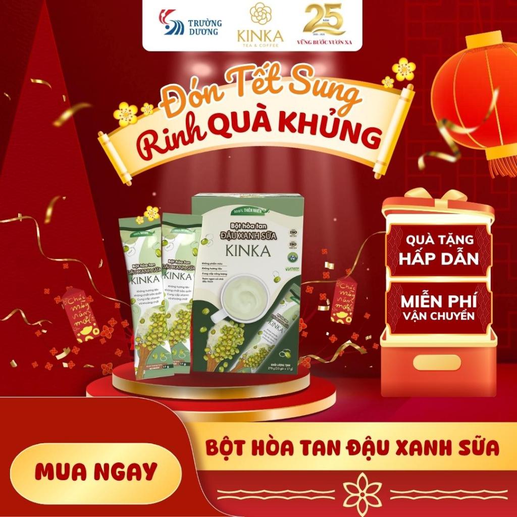 KINKA Bột Đậu Xanh sữa hoà tan - Hộp 255g (15 gói x 17g) - thơm béo, phù hợp ăn chay
