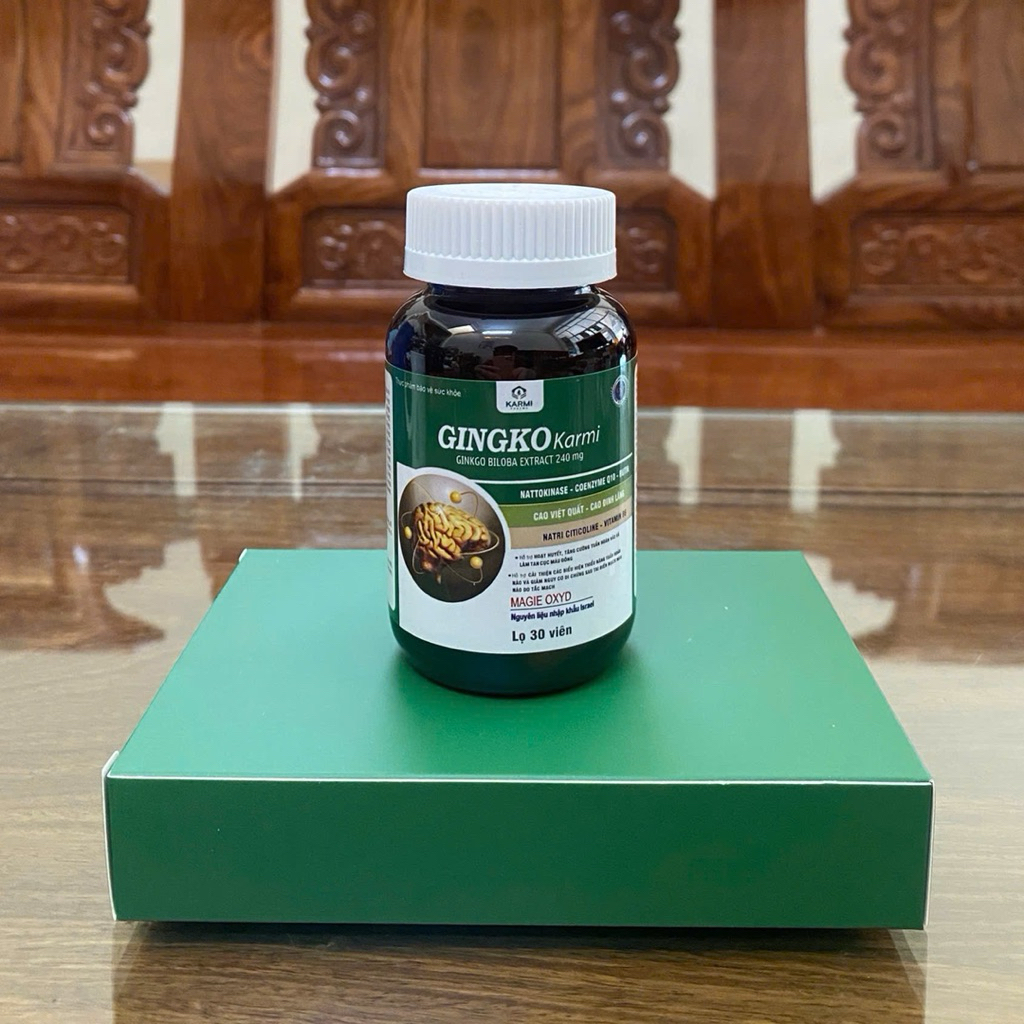 Viên uống Ginkgo Karmi 240mg – Hoạt Huyết Dưỡng Não, Tăng Tuần Hoàn Não, Giảm Đau Đầu Chóng Mặt -[ Hộp 30 Viên ]