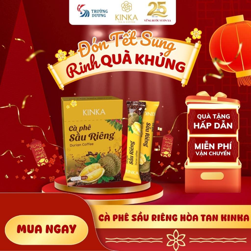 KINKA Cà phê sầu riêng - béo ngậy, cà phê hoà tan sánh mịn, tỉnh thức 180gr (10 gói x 18gr)
