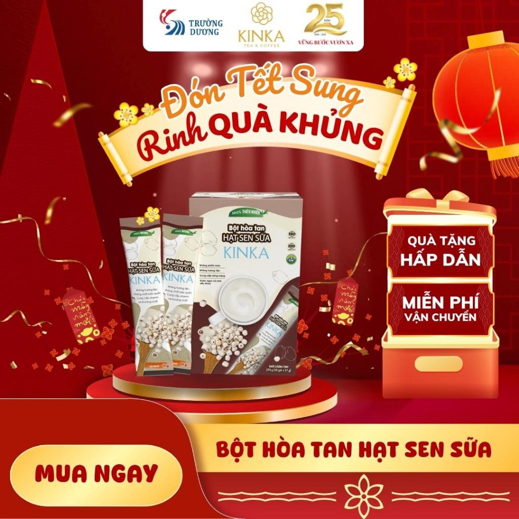 KINKA Bột Hạt Sen sữa hoà tan, Hộp 255g (15 gói x 17g) - thơm béo, phù hợp ăn chay