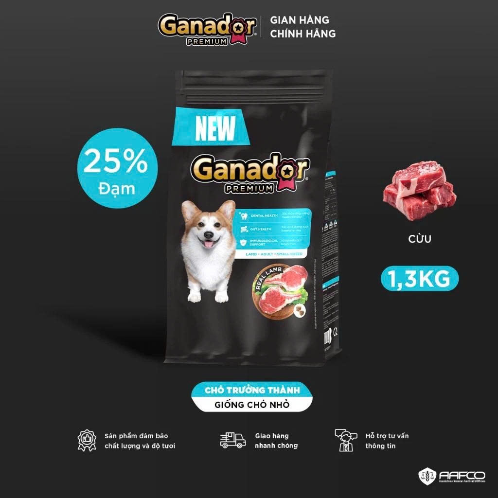 [Combo 10gói 400] Thức ăn hạt cho chó Ganador Premium vị Cừu/Cá hồi/chó con DHA/Adult Small Breed with Lamb