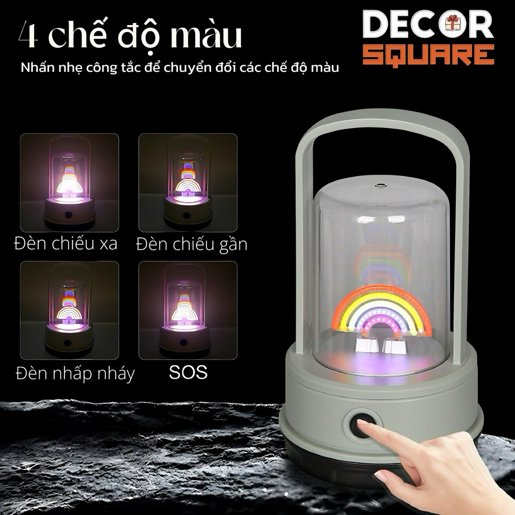 Đèn led cầu vòng đa chức năng – Đèn ngủ | Đèn cắm trại có Pin, Chống Nước, Dùng Khi Mất Điện - Decor | Quà Tặng