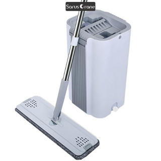 Bộ Cây Lau Nhà Tự Vắt D6 Thông Minh Cán Dài 1m6 Chống Đau Lưng, Thùng 2 Ngăn Giặt Vắt Tự Động