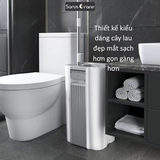 Bộ Cây Lau Nhà Tự Vắt D6 Thông Minh Cán Dài 1m6 Chống Đau Lưng, Thùng 2 Ngăn Giặt Vắt Tự Động