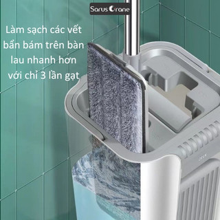 Cây Lau Nhà D6 Tự Vắt 360 Độ, Công Nghệ Bông Lau Microfiber Hút Bụi, Cán Dài 161cm Siêu Tiện Lợi