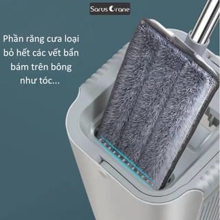 Bộ Cây Lau Nhà Tự Vắt D6 Thông Minh Cán Dài 1m6 Chống Đau Lưng, Thùng 2 Ngăn Giặt Vắt Tự Động