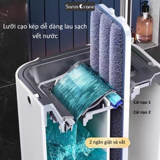 Cây Lau Nhà D6 Tự Vắt 360 Độ, Công Nghệ Bông Lau Microfiber Hút Bụi, Cán Dài 161cm Siêu Tiện Lợi