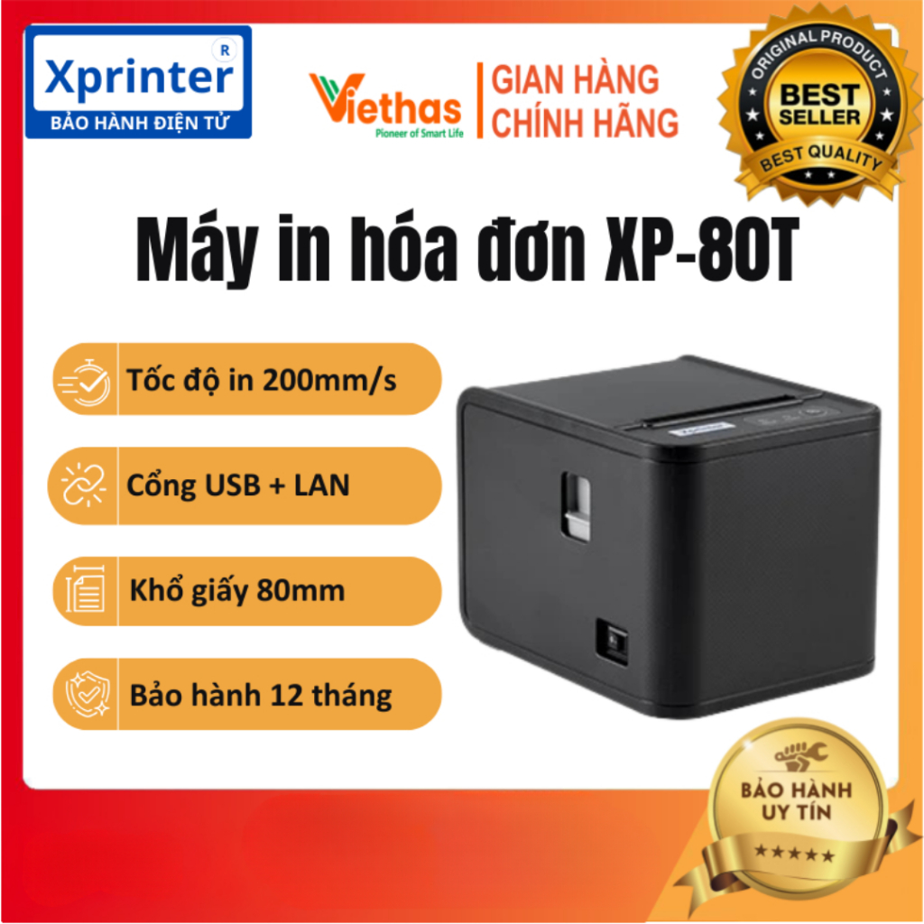 Máy in hóa đơn nhiệt Xpriner XP-80T / ZYWELL Q822 khổ K80 Cổng USB ...