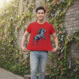 Áo thun Stee Cổ tròn Form vừa COLOR HORSE - NGỰA SẮC MÀU Cototn 4 chiều 220msg ICVCVNI Unisex