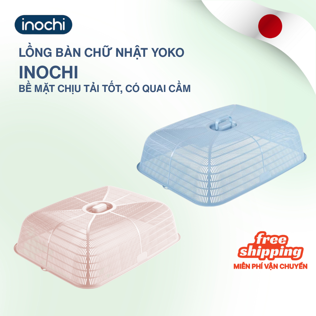 Lồng bàn giữ nhiệt thông minh chữ nhật Yoko inochi cao cấp, đa năng, không mùi, kháng khuẩn
