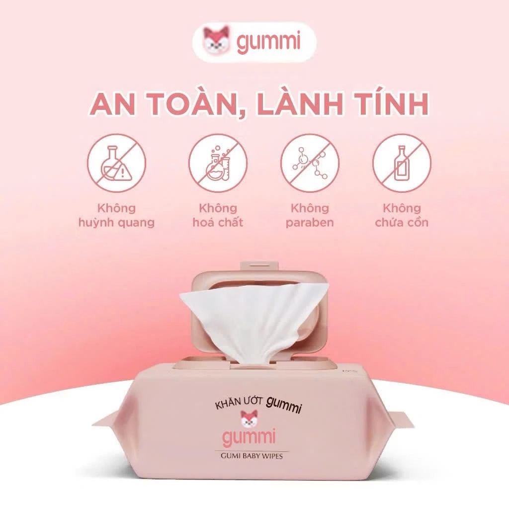 [Top Value] 1 Gói 80 Tờ Khăn Ướt Gumi Chính Hãng Không Cồn Cho Bé | BigBuy360 - bigbuy360.vn