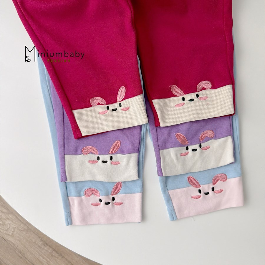 Áo dài tay bé gái Miniumbaby may túi mèo mix quần dài tai thỏ điệu đà, chất vải cotton mềm mại A2503