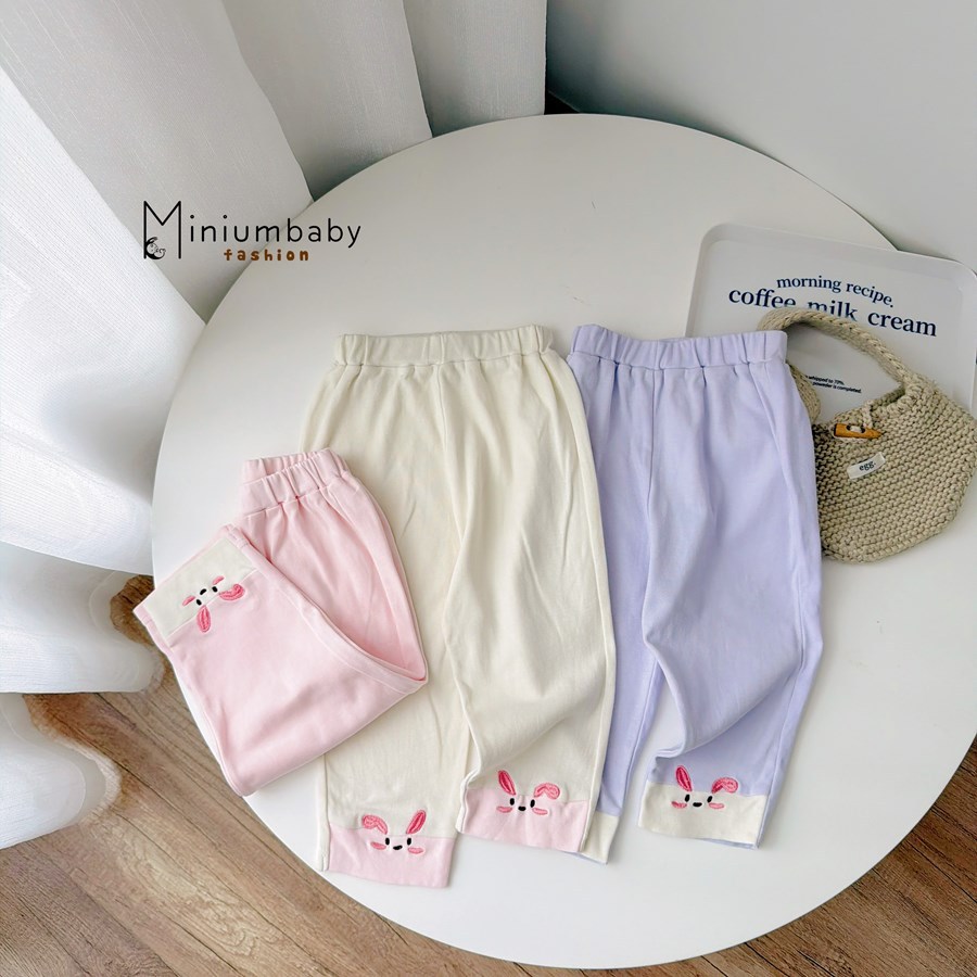 Áo dài tay bé gái Miniumbaby may túi mèo mix quần dài tai thỏ điệu đà, chất vải cotton mềm mại A2503