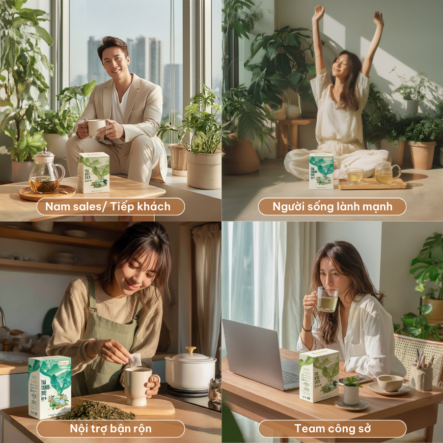 Combo 2 Trà Túi Lọc Búp Ổi + Cà Gai Leo VIEGREEN 50x3g + 50x3g, GMP HACCP