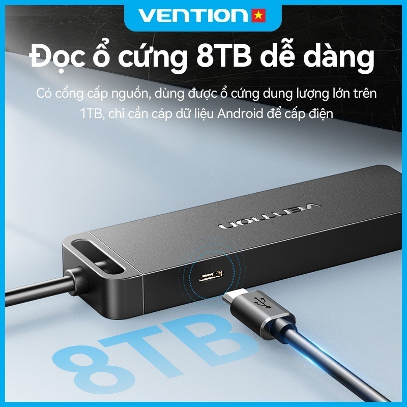 Hub 5 in 1 Vention 4 Cổng USB 3.0, Hỗ Trợ Micro,Tốc Độ Truyền 5Gbps