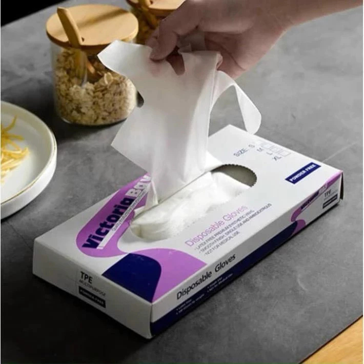 Hộp [ 100 ] găng tay nấu ăn siêu dai Victoria Bay làm bếp siêu dai chất liệu TPE không mùi chống nhăn,bền, dai, khó rách