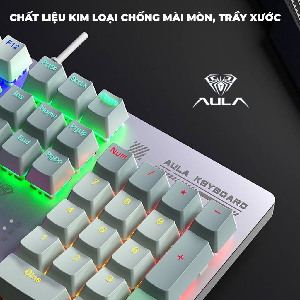 Bàn phìm cơ gaming AULA S500 có dây, 20 hiệu ứng LED ánh sáng, blue switch gõ tiếng Clicky kêu to thích hợp chơi game | BigBuy360 - bigbuy360.vn