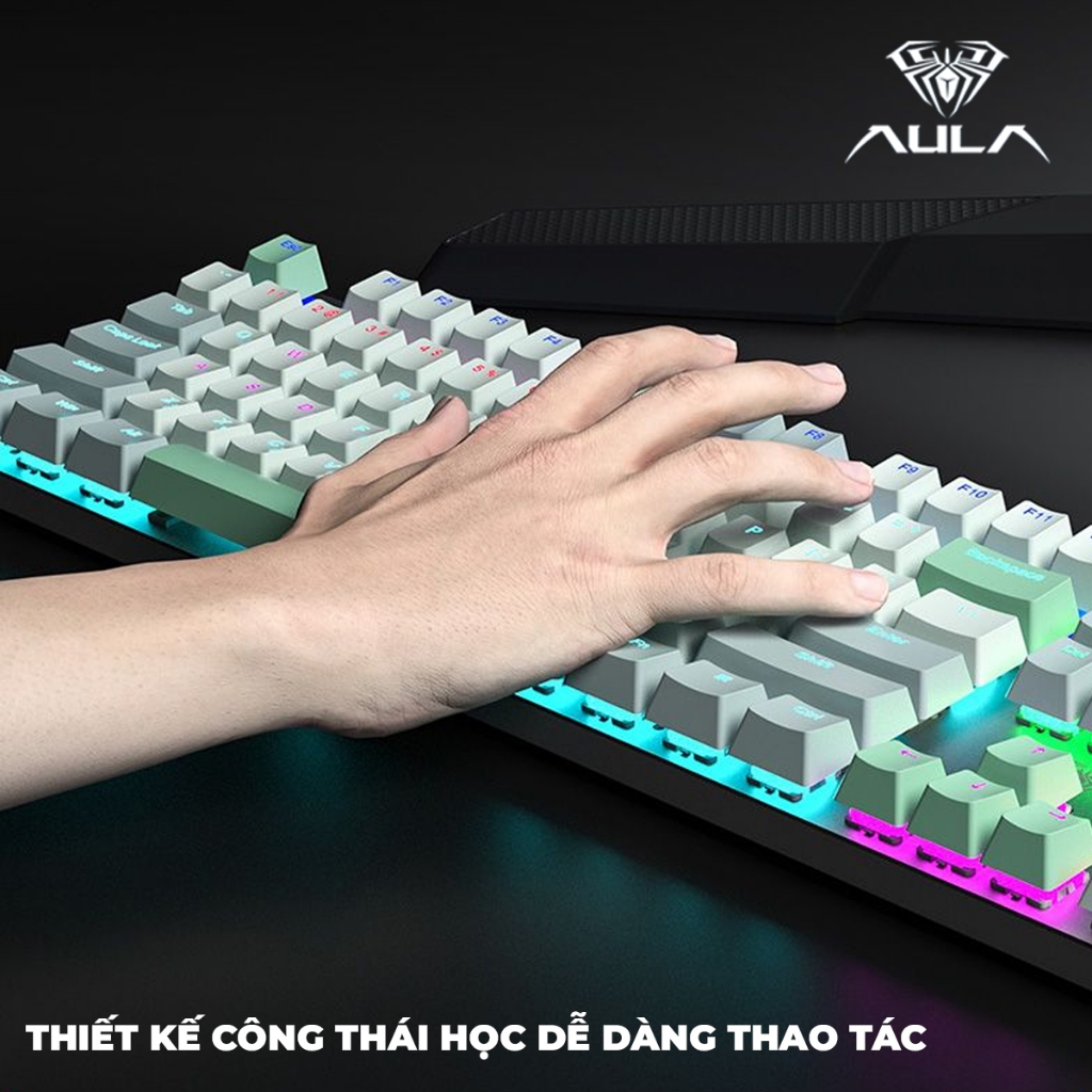 Bàn phìm cơ gaming AULA S500 có dây, 20 hiệu ứng LED ánh sáng, blue switch gõ tiếng Clicky kêu to thích hợp chơi game | BigBuy360 - bigbuy360.vn