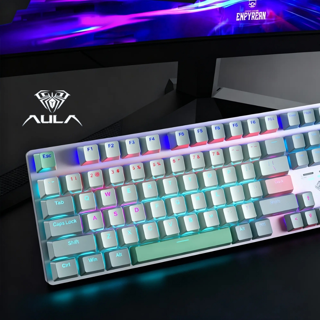 Bàn phìm cơ gaming AULA S500 có dây, 20 hiệu ứng LED ánh sáng, blue switch gõ tiếng Clicky kêu to thích hợp chơi game | BigBuy360 - bigbuy360.vn