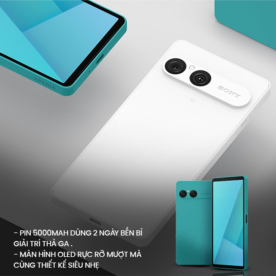 Điện thoại Sony Xperia 10 VII 128GB, Màn hình OLED 6.1" 120Hz, Pin 5000mAh dùng 2 ngày, Camera 50MP