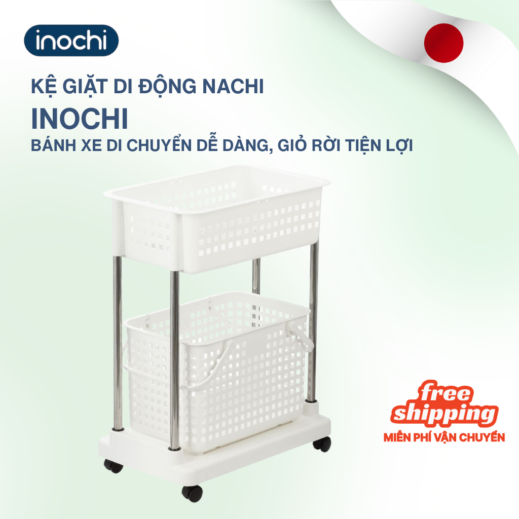 KỆ GIẶT di động Nachi (có bánh xe) tiện lợi chính hãng Inochi (kèm theo giỏ đựng quần áo)
