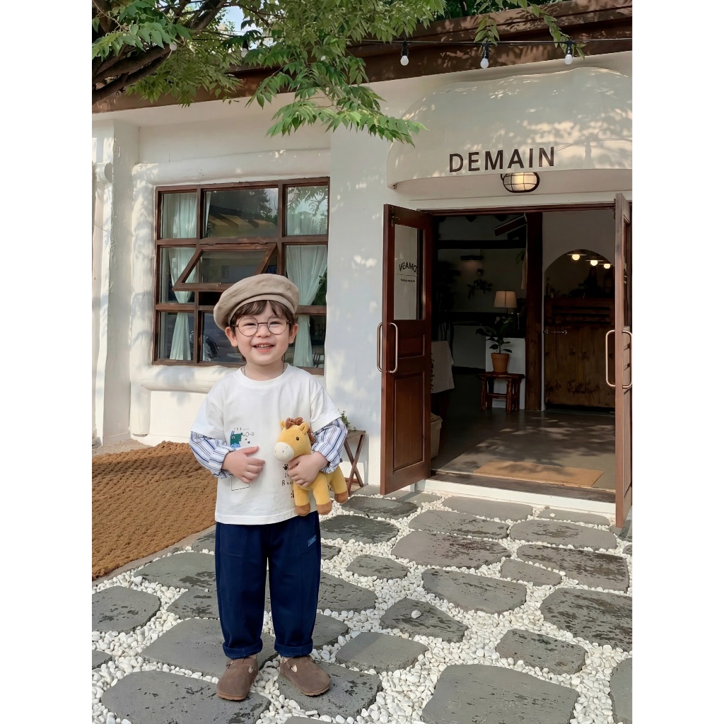 Set bộ dài tay bé trai, bé gái mặc thu đông Miniumbaby in hình Animals, chất cotton mềm mịn SB2482