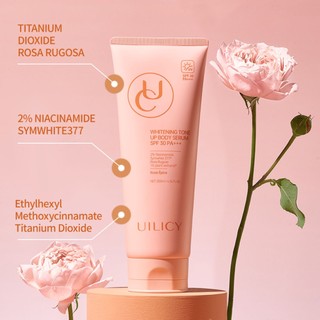 Tinh chất dưỡng trắng nâng tông UILICY – Chống nắng SPF30 PA+++toàn thân Sữa tắm chiết xuất cánh hoa hồng