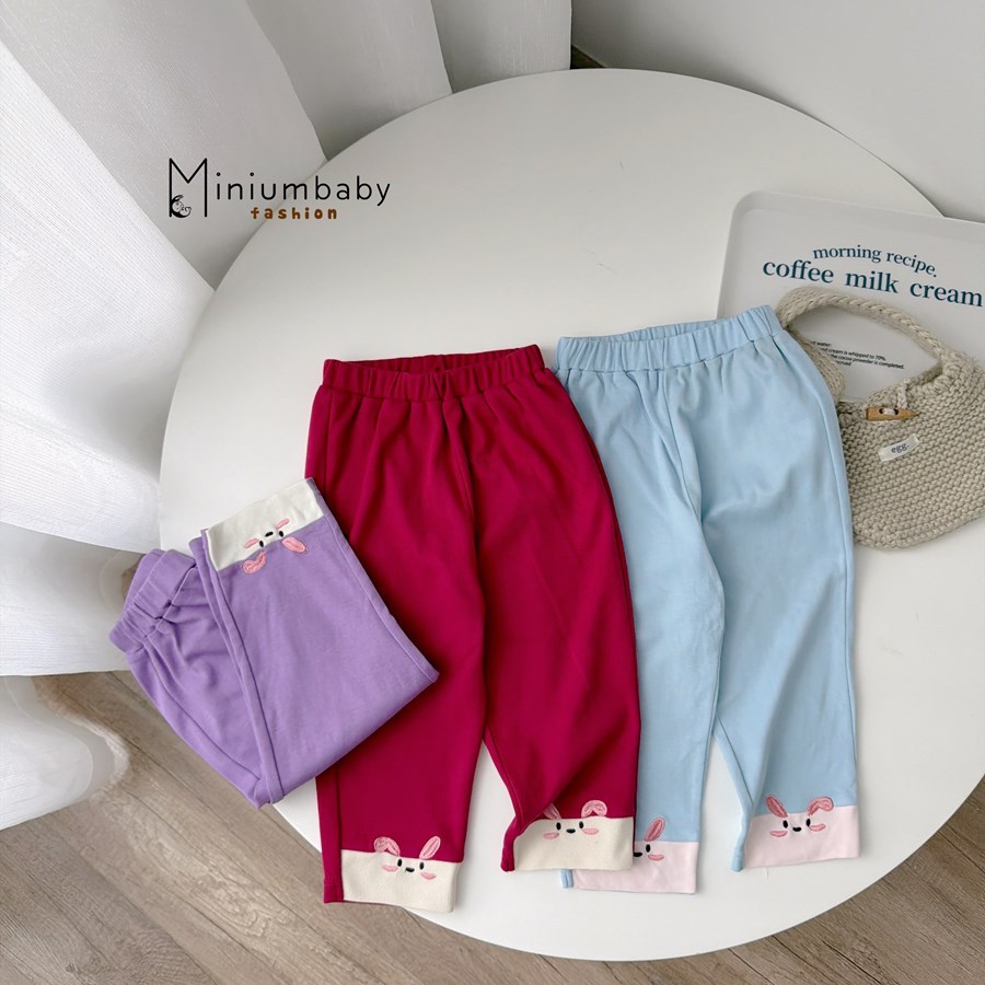 Áo dài tay bé gái Miniumbaby may túi mèo mix quần dài tai thỏ điệu đà, chất vải cotton mềm mại A2503