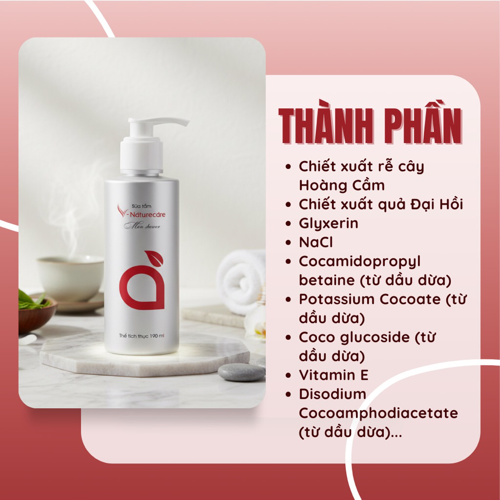 Sữa Tắm Nam Vnaturecare - Làm Sạch Da, Thơm Mát Lâu, Tạo Cảm Giác Sảng Khoái